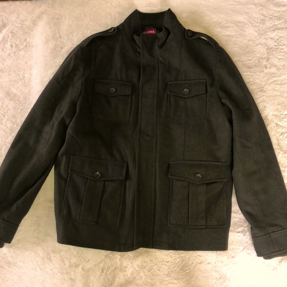 Wool Jacket Snaps and Zips Lots of Pockets